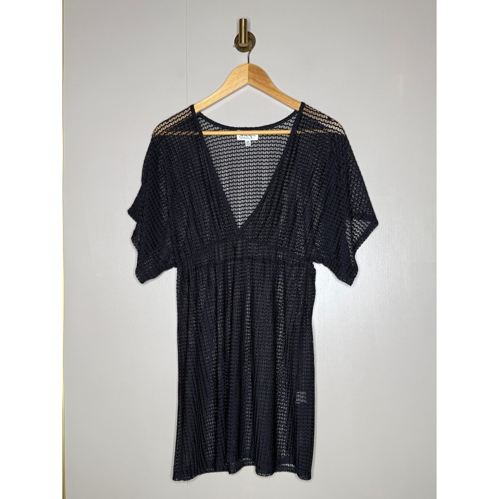 Jordan‎ Taylor Black Crochet V-Neck Swim Cover Up Dress NAC119PI Womens MD